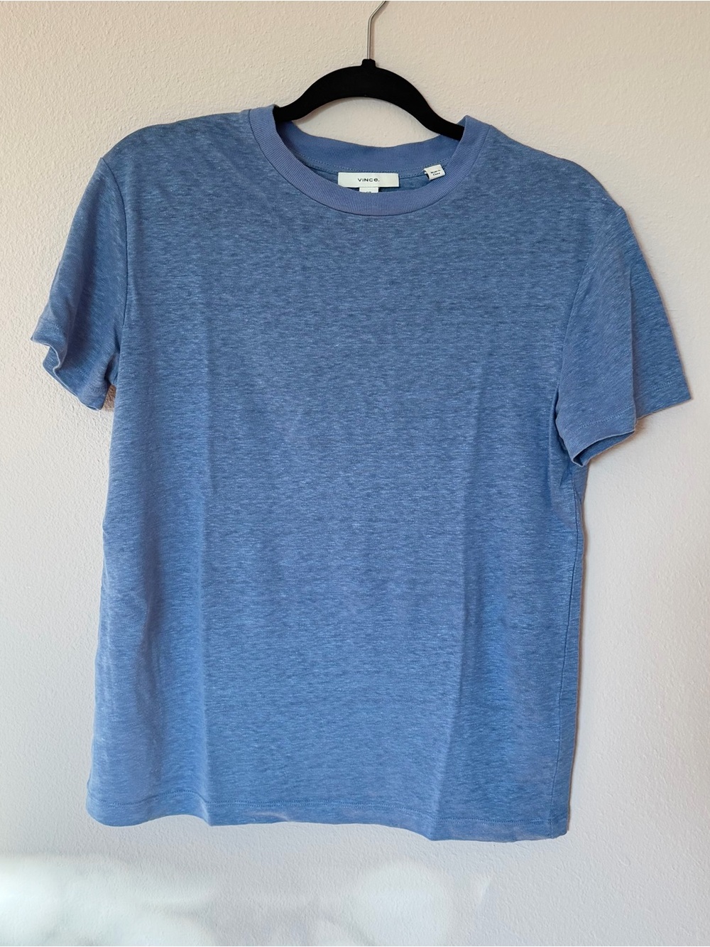 Vince Heathered Light Blue Linen Crewneck Short Sleeve Tee